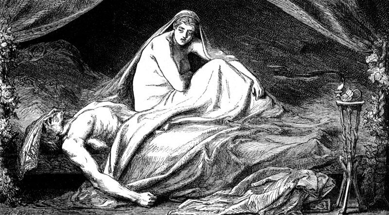 Tod Attilas des Hunnen im Jahr 453 n. Chr. in der Hochzeitsnacht an der Seite seiner neuen Braut Ildico. – Bild: History /​ INTERFOTO; INTERFOTO