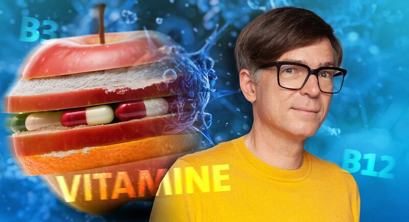 Viele Menschen versuchen, mit Kapseln, Pulvern und Brausetabletten ihrer Gesundheit etwas Gutes zu tun. Dabei gilt auch für Vitamine: Viel hilft nicht automatisch viel. Ralph Caspers. – Bild: hr/​WDR/​Tilman Schenk