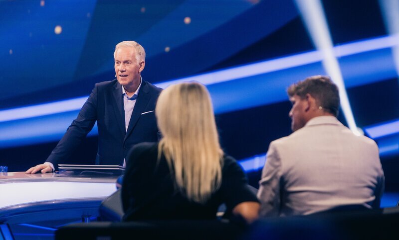 v.li.: Johannes B. Kerner, Franziska van Almsick, Thomas Morgenstern – Bild: ORF/​ZDF/​Thomas Kierok