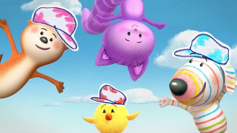 Ozzy (links), Daisy (oben), Dylan (rechts) und Bitsy (unten) sind Maler, die ein Haus streichen wollen. – Bild: ZDF