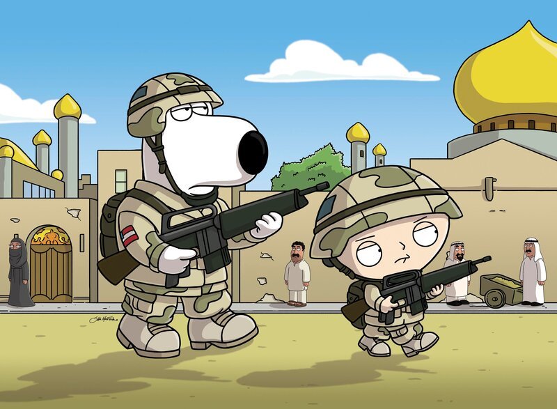 Brian und Stewie schließen sich der Infanterie an und landen im Irak, wo sie alles versuchen, um eine ehrenvolle Entlassung zu erreichen – Bild: FOX BROADCASTING