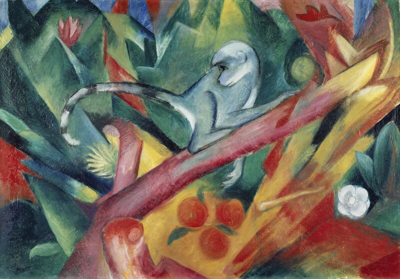 Der Film beleuchtet anhand vieler Bildbeispiele und lebendiger Realaufnahmen die Beziehung zweier herausragender Vertreter der deutschen Avantgarde vor dem Ersten Weltkrieg: August Macke und Franz Marc. Im Bild: Äffchen von Franz Marc. – Bild: BR/tasca films munich Der Film beleuchtet anhand vieler Bildbeispiele und lebendiger Realaufnahmen die Beziehung zweier herausragender Vertreter der deutschen Avantgarde vor dem Ersten Weltkrieg: August Macke und Franz Marc. Im Bild: Äffchen von Franz Marc. – Bild: BR/tasca films munich