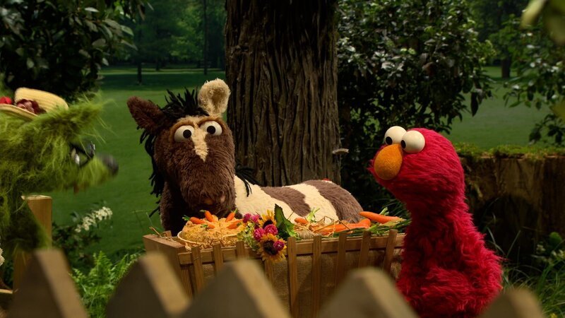 Elmo und Pferd wollen Kuchen zur kranken Tante bringen, doch jemand hindert sie an ihrem Vorhaben. – Bild: NDR/​Sesame workshop