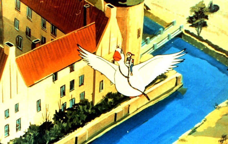 Nils und sein Hamster Krümel beim Flug auf der Hausgans Martin. – Bild: Bayerischer Rundfunk