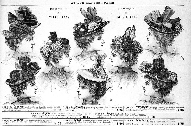 Werbeplakat für Hüte von „Bon Marché“, dem berühmten Pariser Warenhaus, in dem zu Beginn des 19. Jahrhunderts das Shopping-Phänomen geboren wurde. – Bild: ARTE France /​ © Le Bon Marché