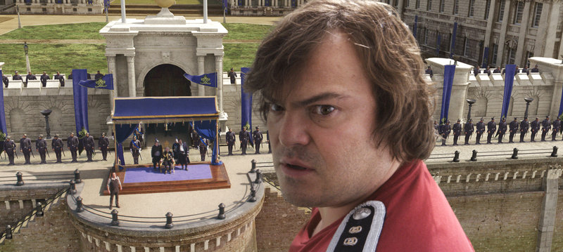 Als Lemuel Gulliver (Jack Black) die Ehre zuteilwird, dass er der königlichen Familie von Liliput gegenübertreten darf, muss er aufpassen nichts falsch zu machen ... – Bild: Puls 4 Als Lemuel Gulliver (Jack Black) die Ehre zuteilwird, dass er der königlichen Familie von Liliput gegenübertreten darf, muss er aufpassen nichts falsch zu machen ... – Bild: Puls 4