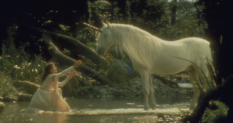 Lili (Mia Sara) versucht das weiße Einhorn zu streicheln … – Bild: ProSieben Media AG © Universal Pictures Lili (Mia Sara) versucht das weiße Einhorn zu streicheln … – Bild: ProSieben Media AG © Universal Pictures