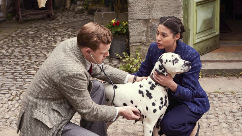 Tristan Farnon (Callum Woodhouse) kann noch einiges von Florence Pandhi (Sophie Khan Levy) lernen – Bild: Helen Williams /​ Playground Television UK Ltd /​ all3media international