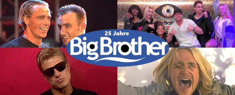 25 Jahre „Big Brother“: Jürgen & Zlatko (o. l.), Finalisten der 13. Staffel (o. r.), Nominator Christian (u. l.) und Million-Gewinner Sascha (u. r.) – Bild: Endemol B.V./RTL II/Screenshot/Sat.1/Collage by TV Wunschliste