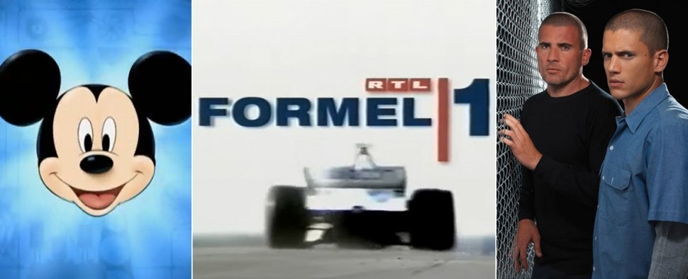 Micky Maus, Formel 1 und „Prison Break“ – Bild: Disney/RTL/FOX/Collage by TV Wunschliste