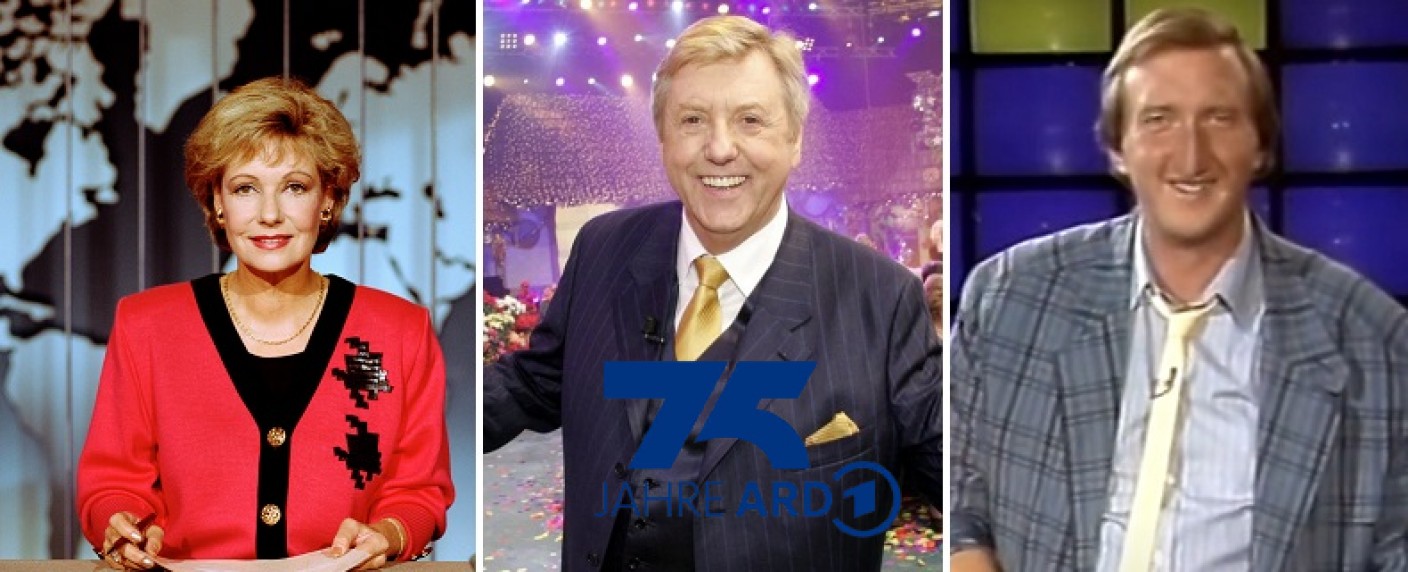 75 Jahre ARD: Sender ohne Furcht und Stadl – Persönliche Erinnerungen und Gedanken zum Jubiläum des Rundfunkverbunds – Bild: ARD/​Design/​NDR/​Gita Mundry/​ORF/​Milenko Badzic/​BR/​Screenshot/​Collage by TV Wunschliste