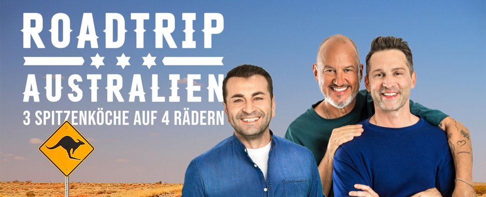 Ali Güngörmüş (l.), Frank Rosin (m.) und Alexander Kumptner (r.) starten den „Roadtrip Australien“ – Bild: Joyn/Kabel Eins/Benedikt Müller/Nadine Rupp