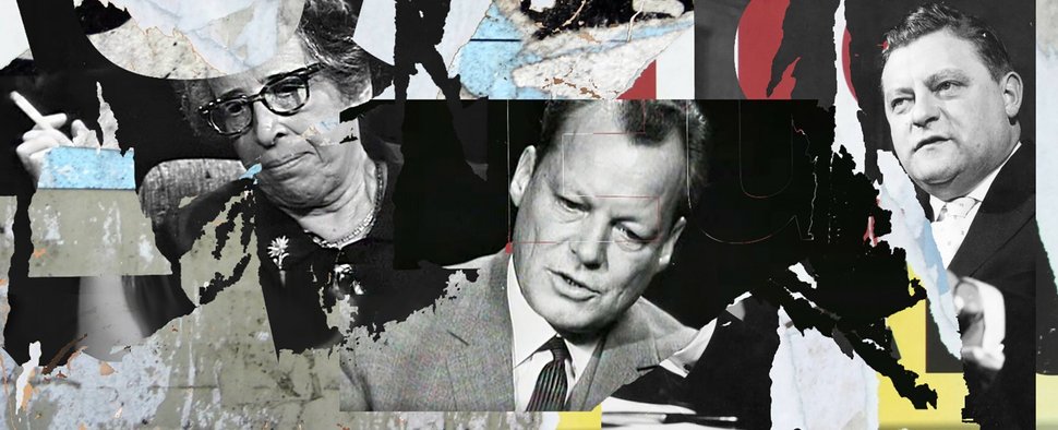 Alle 32 Folgen von „Zur Person“ mit Günter Gaus von 1963 bis 1966 sind nun in der ZDFmediathek abrufbar – auch die mit Hannah Arendt (l.), Willy Brandt (m.) und Franz Josef Strauß (r.) – Bild: ZDF/M