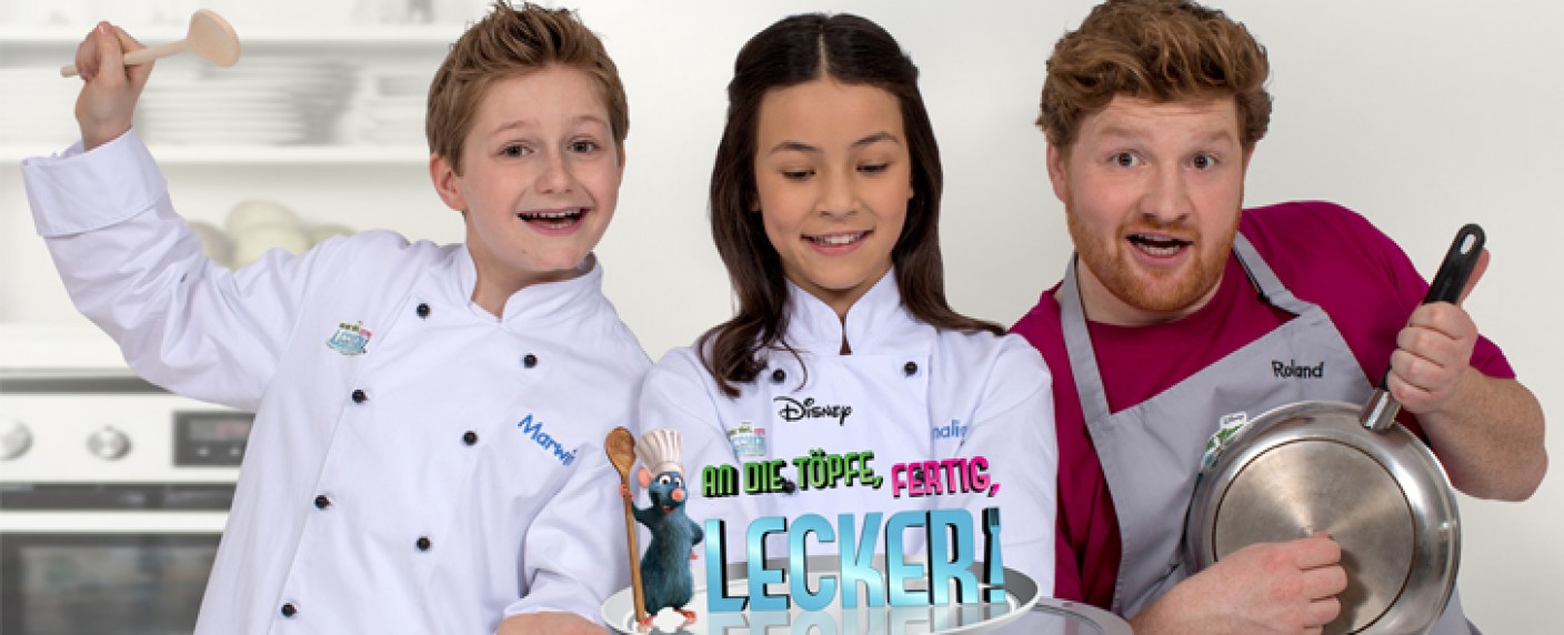 „An die Töpfe, fertig, lecker“ kehrt im April zum Disney Channel zurück – 13 neue Promi-Gäste wollen von den jungen Chefköchen überzeugt werden – Bild: Disney Channel
