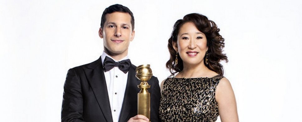 Andy Samberg und Sandra Oh als Moderatoren der 76. Golden Globes Awards – Bild: HFPA