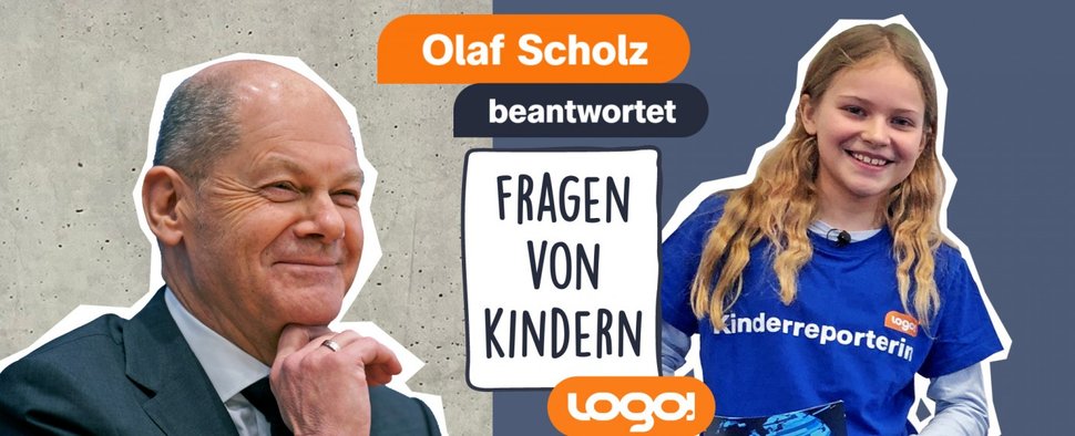 Bundeskanzler Olaf Scholz trifft „logo!“-Kinderreporterin Polina – Bild: ZDF Grafik/ddp images/Renate Becker/Henning Schacht
