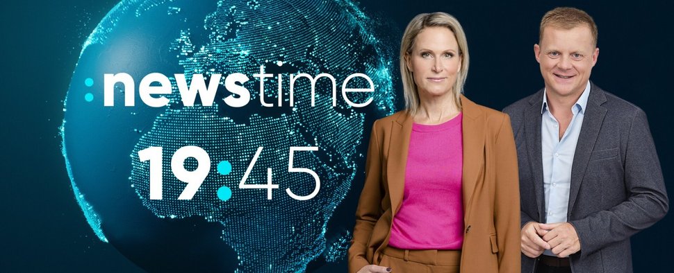 Claudia von Brauchitsch und Marc Bator präsentieren die „:newstime“ in Sat.1 – Bild: Sat.1/Stephi Bruchner