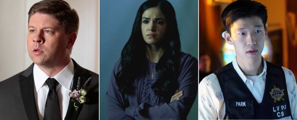 „CSI: Vegas“: Lex Medlin (l.), Ariana Guerra (M.) und Jay Lee (r.) verstärken den Hauptcast – Bild: Lifetime/Hulu/CBS