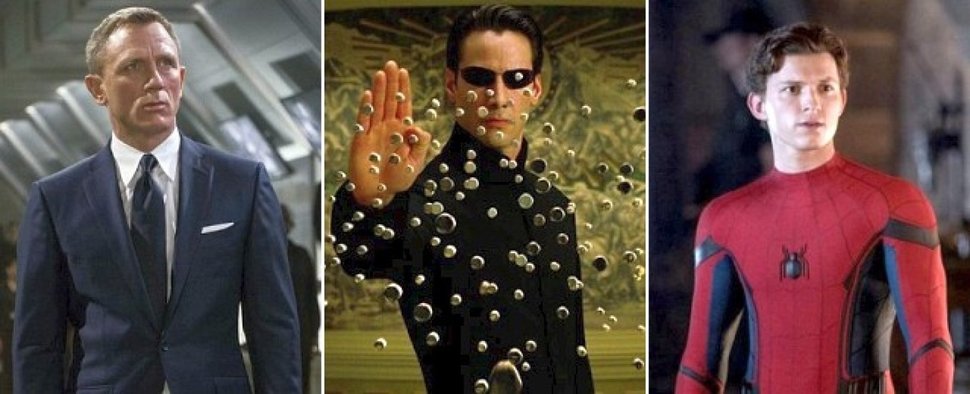 Daniel Craig als James Bond, Keanu Reeves als Neo und Tom Holland als Spider-Man – Bild: MGM, Warner Bros., Sony Pictures Entertainment