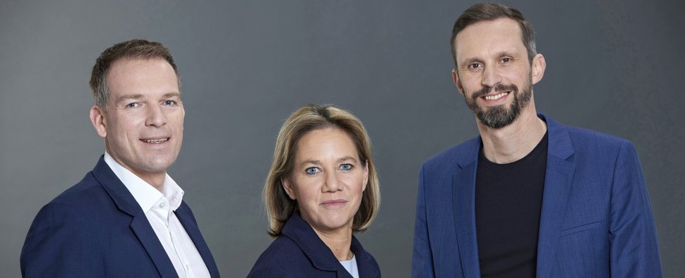 Das ARD-Führungstrio: Oliver Köhr, Christine Strobl und Florian Hager (v. l. n. r.) – Bild: ARD/Laurence Chaperon
