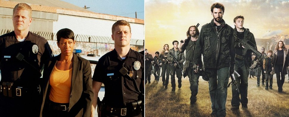Das Cop-Drama „Southland“ (l.) und die Sci-Fi-Serie „Falling Skies“ (r.) sind ab November bei Tele 5 zu Hause – Bild: TNT