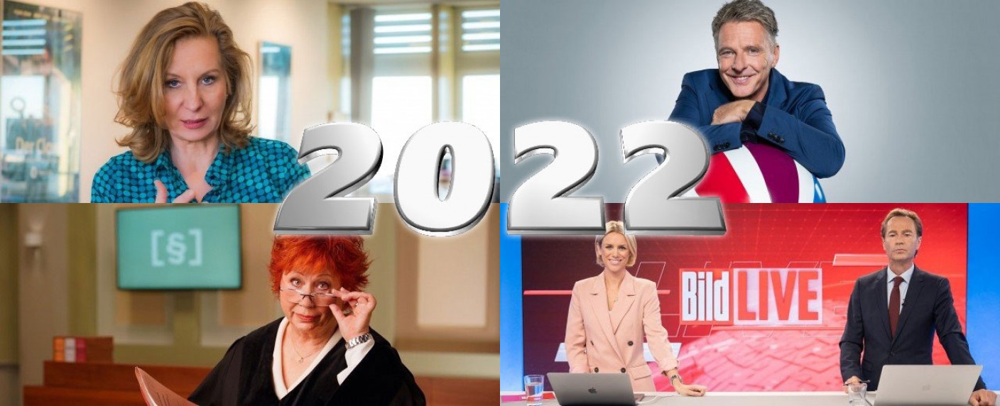 Das deutsche Fernsehjahr 2022 im Rückblick: Schlesinger-Skandal, Retrowelle, Streaming Wars – Das waren die wichtigsten Trends und Ereignisse des TV-Jahres – Bild: rbb/​Thomas Ernst/​Sat.1/​Thomas Leidig/​RTL/​Stefan Gregorowius/​BILD/​WeltN24 GmbH