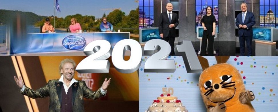 Das Fernsehjahr 2021 im Rückblick – Bild: RTL/Screenshot/seven.one/Willi Weber/ZDF/Sascha Baumann/WDR/Michael Schwettmann