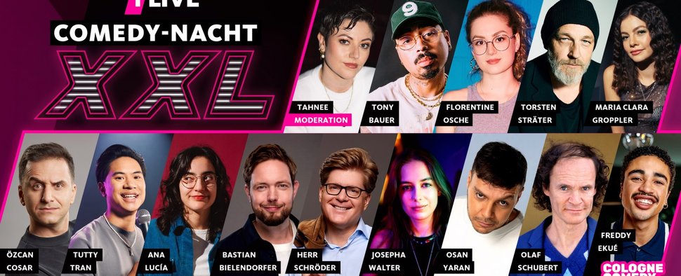Das Line-Up der „1LIVE Comedy-Nacht XXL 2025“ – Bild: WDR/1LIVE