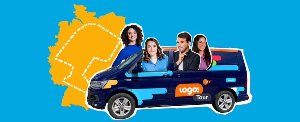 Das Moderationsteam von „logo!“ geht im September auf große Deutschland-Tour (v. l.): Maral Bazargani, Lotte Glatt, Sherif Rizkallah und Teresa Betz. – Bild: ZDF/Maximilian von Lachner/Armin Vater