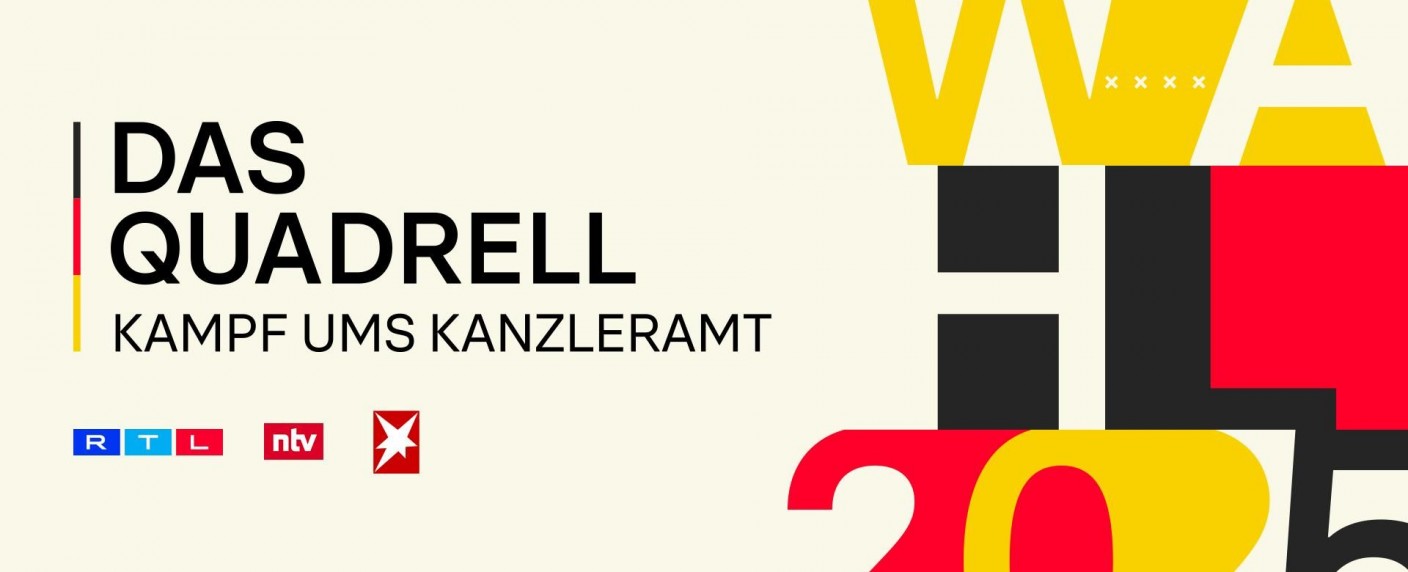 Aus dem Duell wird ein „Quadrell“ mit Merz, Scholz, Habeck und Weidel – RTL und ntv begrüßen vier Kanzlerkandidaten zum Schlagabtausch – Bild: RTL
