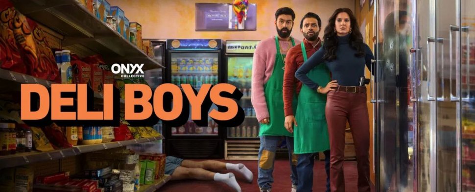 „Deli Boys“: (v. l.) Raj (Saagar Shaikh), Mir (Asif Ali) und Naveeda (Poorna Jagannathan) – Bild: Hulu