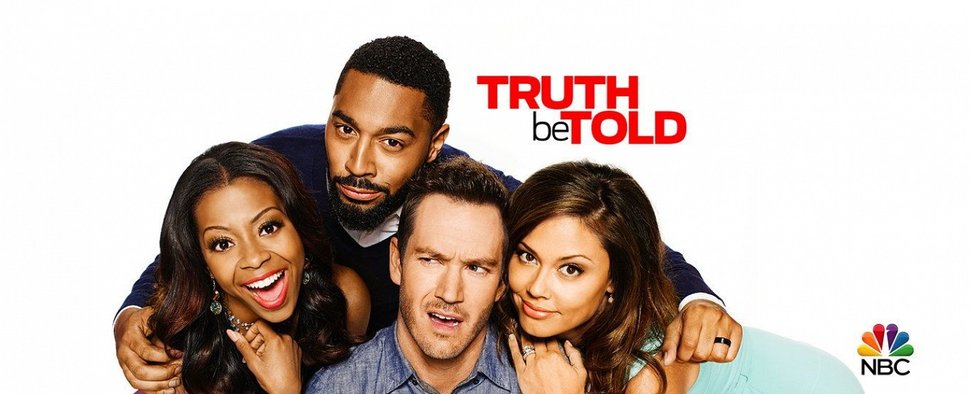 Der Cast von „Truth Be Told“: (v.l.) Bresha Webb, Tone Bell, Mark-Paul Gosselaar und Vanessa Lachey – Bild: NBC