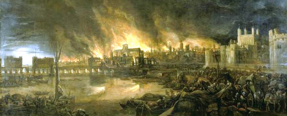 Der Große Brand von London im Bild eines unbekannten holländischen Malers – Bild: Public Domain / Thomas Willson