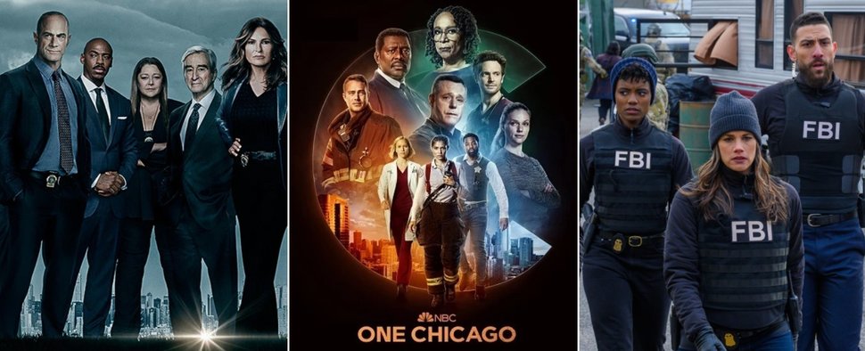 Die drei großen Dick-Wolf-Franchises: „Law & Order“, „One Chicago“ und „FBI“ – Bild: NBC/CBS