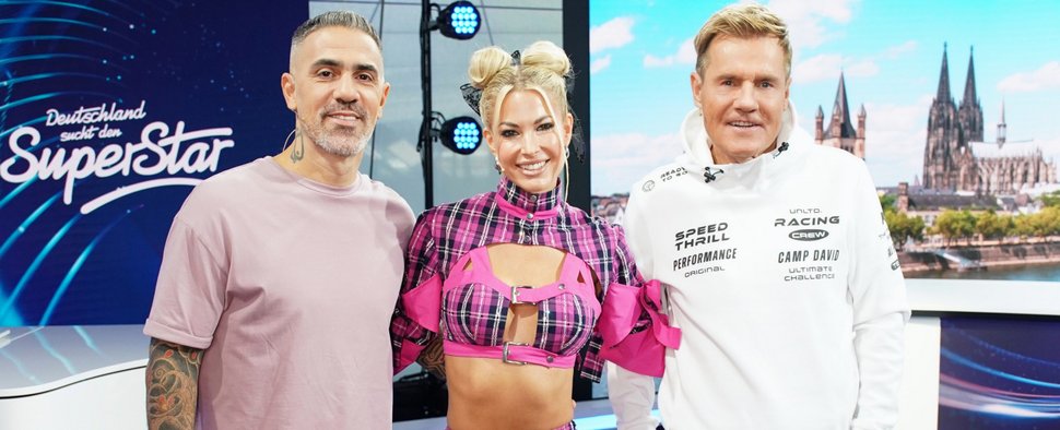 Die „DSDS“-Jury der 22. Staffel: (v. l.) Bushido, Isi Glück und Dieter Bohlen – Bild: RTL/Stefan Gregorowius
