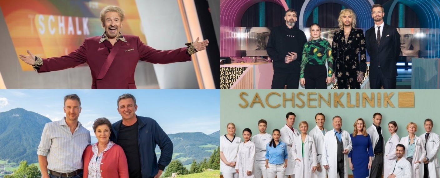 Von „Wetten, dass..?“ über „In aller Freundschaft“ bis „Bergdoktor“ und „Wer stiehlt mir die Show?“: Das waren die größten TV-Hits 2023 – Deutsche Fernseh-Erfolge des Jahres im Rückblick – Bild: ZDF/​Sascha Baumann/​ProSieben/​Weiya Yeung/​ZDF/​Erika Hauri/​MDR/​Saxonia/​Rudolf Wernicke