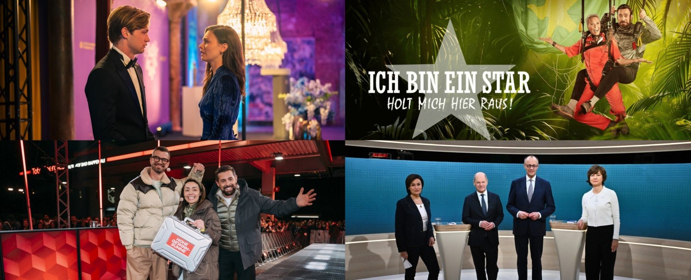 Von „Maxton Hall“ über Dschungelcamp bis TV-Duell: Das waren die größten Hits 2025 – Deutsche Fernseh- und Streaming-Erfolge des Jahres im Rückblick – Bild: Prime Video/Stephan Rabold/RTL/Pascal Bünning/Joyn/Julian Mathieu/ARD/ZDF/Claudius Pflug