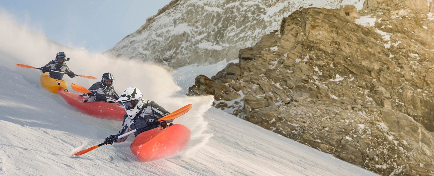 ProSieben veranstaltet seine Wintergames Mitte Dezember – An zwei Abenden mit Kajak und Motorrad über die Pisten – Bild: ProSieben/​Benedikt Müller