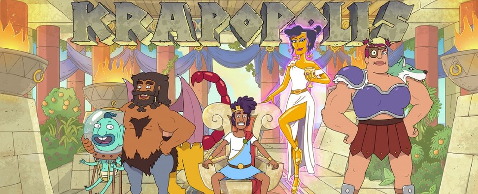 Die Protagonisten aus „Krapopolis“: (v.l.) Hippocampus, Shlub, Tyrannis, Deliria und Stupendous. – Bild: FOX