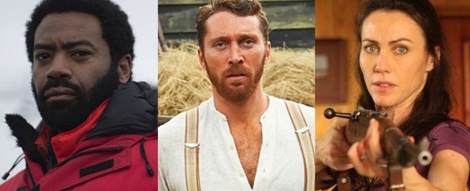 Drei der Hauptdarsteller von „Barbarians Rising“: Nicholas Pinnock (l.), Ben Batt (m.) und Kristy Mitchell (r.) – Bild: Sky Atlantic/BBC/Syfy