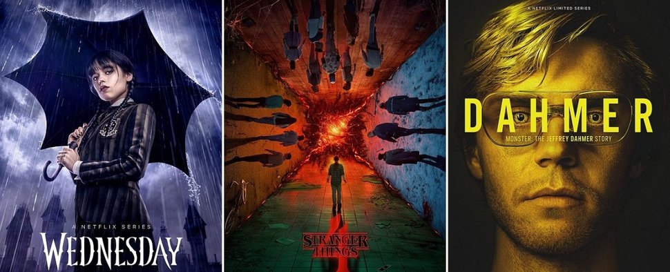Erfolgreich bei Netflix: „Wednesday“, „Stranger Things“ und „Dahmer“ – Bild: Netflix