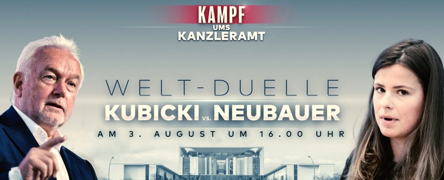 „Kampf ums Kanzleramt“: Zahlreiche Politiker-Duelle auf WELT vor der Wahl – Kubicki trifft auf Neubauer, Merz auf Özdemir – Bild: WeltN24 GmbH