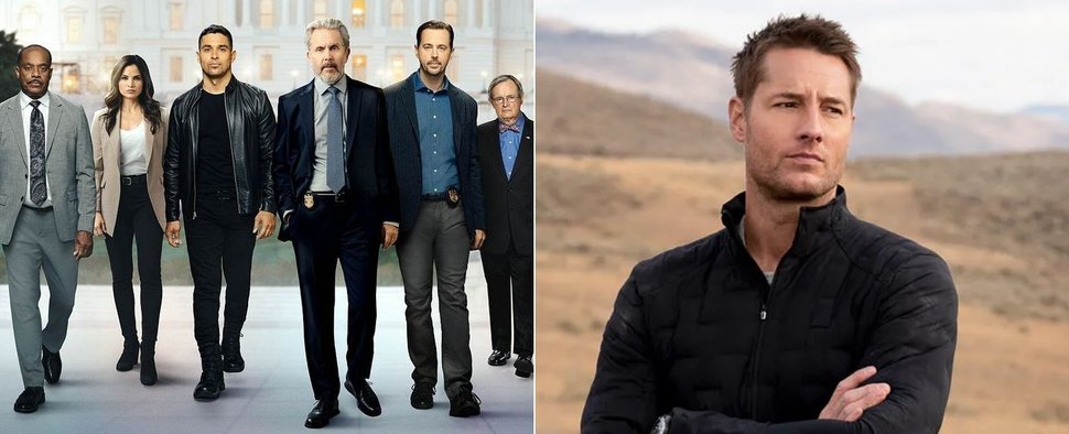 Feiern 2024 bei CBS Premiere: Die 21. Staffel von „Navy CIS“ (l.) und die neue Serie „Tracker“ mit Justin Hartley (r.) – Bild: CBS