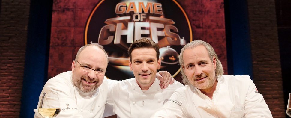 „Game of Chefs“: Christian Lohse (l.), Christian Jürgens (m.) und Holger Bodendorf (r.) – Bild: VOX/Jörg Carstensen
