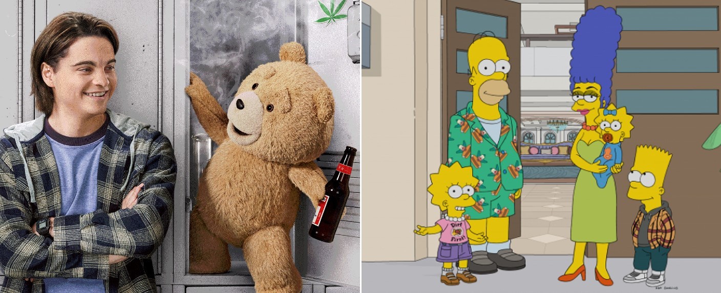 „Ted“ und „Die Simpsons“ als neuer Doppelpack im Free-TV – Frische Folgen mit Vulgär-Bär und gelber Familie starten demnächst – Bild: Peacock/​FOX