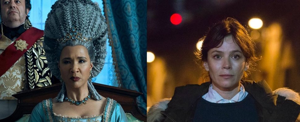 Golda Rosheuvel (als Queen Charlotte in „Bridgerton“) und Anna Friel („Marcella“) – Bild: Netflix