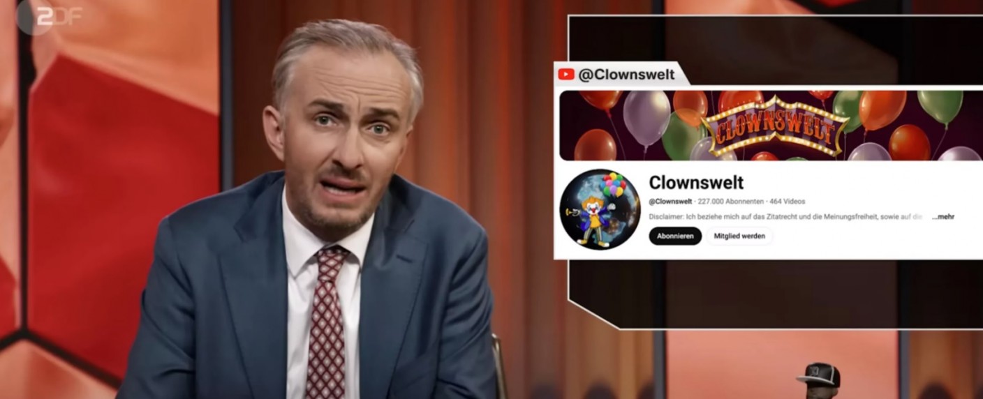 Böhmermann gegen „Clownswelt“: ZDF stellt sich hinter Satiriker – Enthüllung der Identität des rechten YouTubers sorgt für Aufruhr – Bild: ZDF/​Screenshot