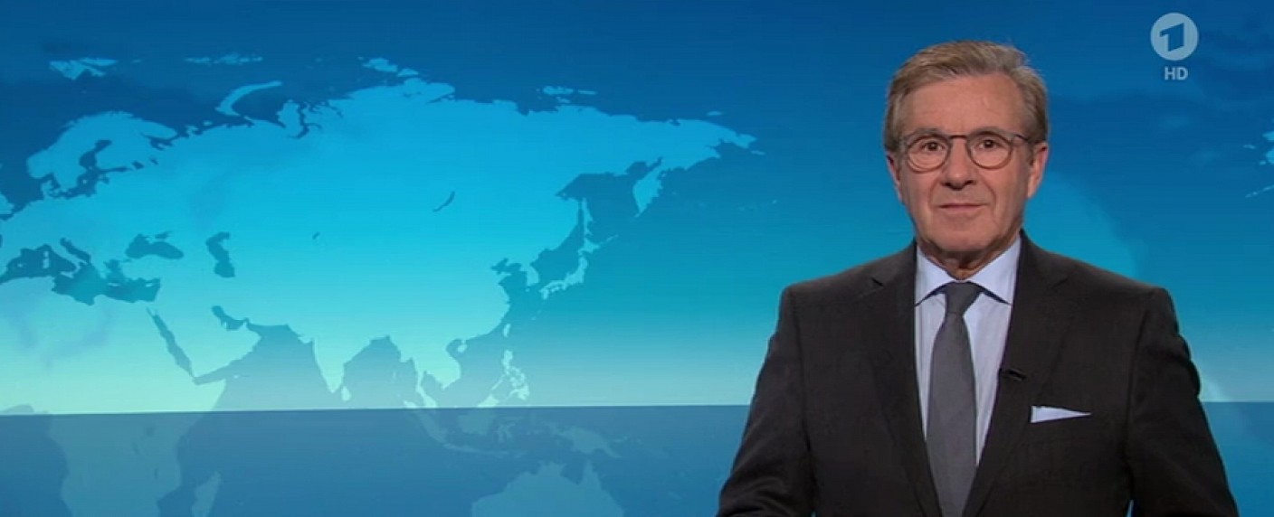 Jan Hofer muss kurzfristig donnerstägliche „Tagesthemen“ verlassen – Caren Miosga springt für erkrankten Kollegen ein – Bild: ARD Aktuell (Screenshot)