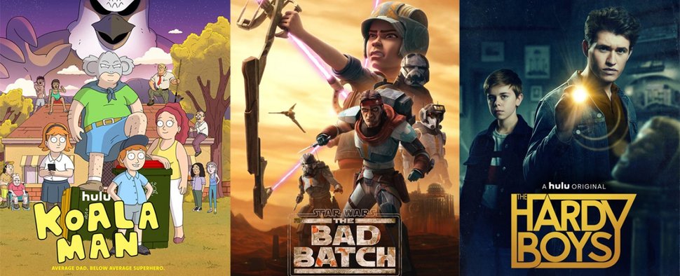 Starten im Januar bei Disney+: (v. l.) „Koala Man“, „Star Wars: The Bad Batch“ und „The Hardy Boys“ – Bild: Disney/Hulu/Star Wars