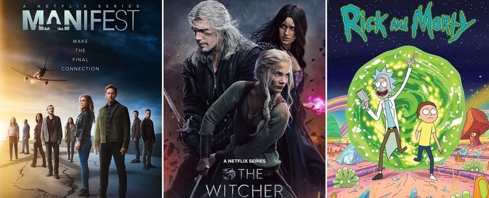 Kommen im Juni mit neuen Folgen zu Netflix in Deutschland: „Manifest“, „The Witcher“ und „Rick and Morty“ – Bild: Netflix